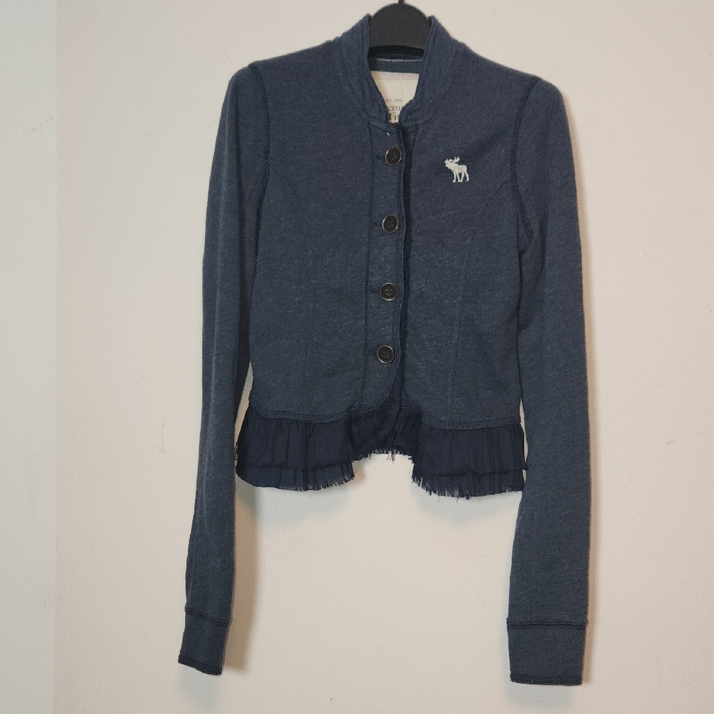 Abercrombie & Fitch Ruffle Hem Button Front Bella Swan Core Blue sz S Vintage